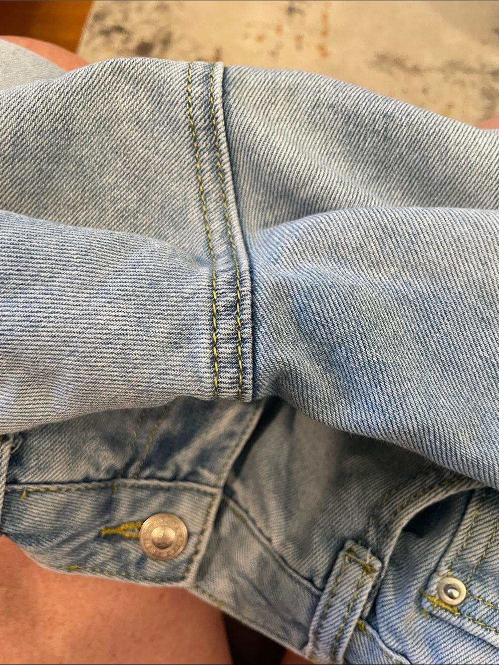 Princess Polly Light Blue Denim Jeans with Yellow Stitching - Picture 5 of 7